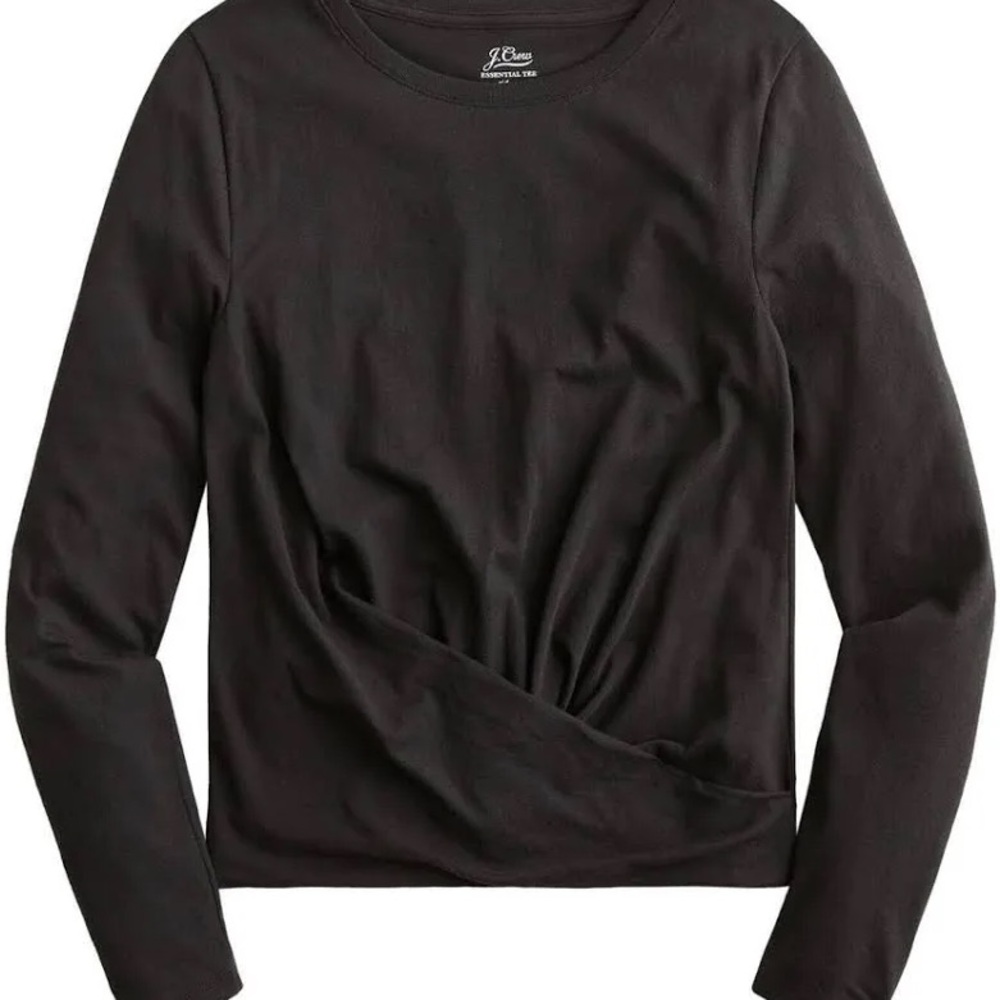JCrew Broken-in jersey twist-front long-sleeve shirt- Black - NWT